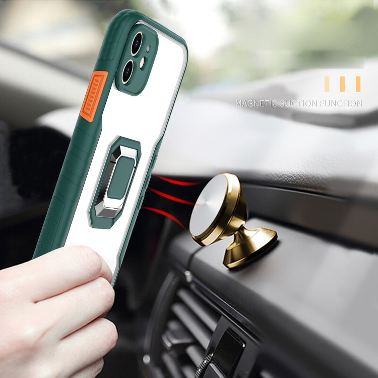 For iPhone 12 Pro Clear TPE + PC + TPU Magnetic Shockproof Case with Ultra-thin Ring Holder