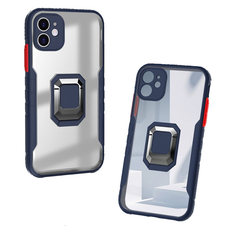 For iPhone 12 Pro Max Clear TPE + PC + TPU Magnetic Shockproof Case with Ultra-thin Ring Holder