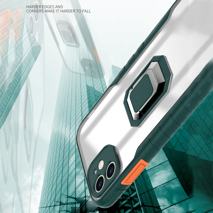 For iPhone 11 Pro Max Clear TPE + PC + TPU Magnetic Shockproof Case with Ultra-thin Ring Holder