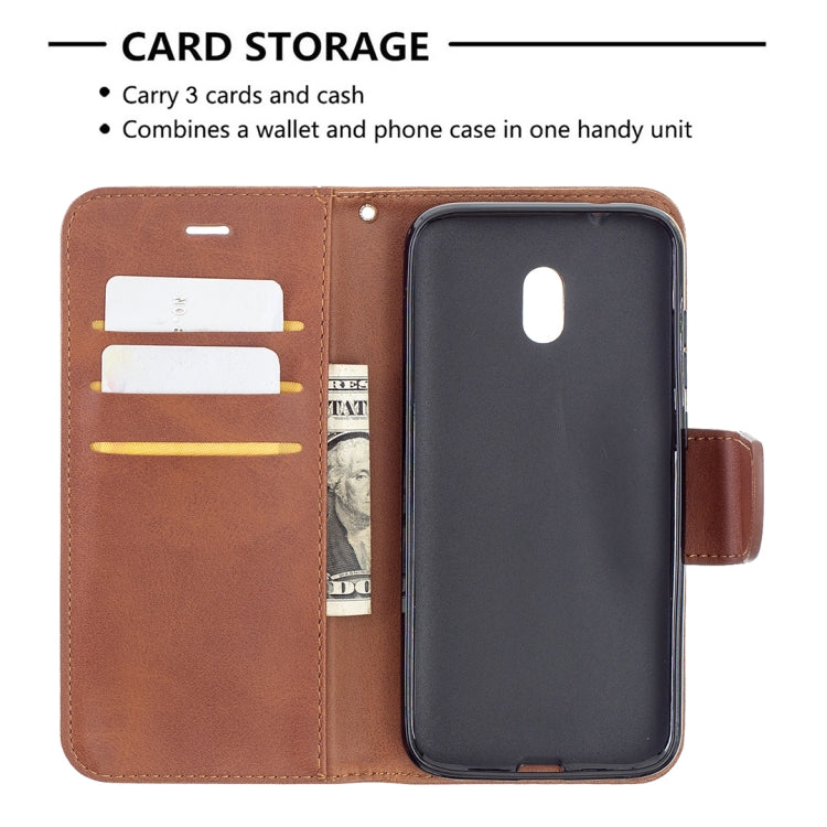 For Nokia C1 Plus Retro Lambskin Texture Pure Color Horizontal Flip PU Leather Case with Holder & Card Slots & Wallet & Lanyard