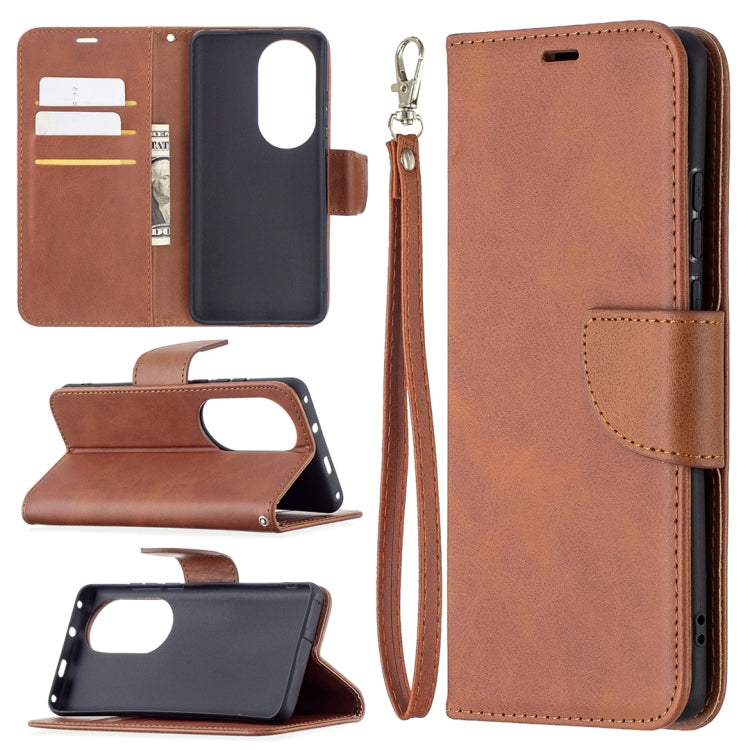 For Huawei P50 Pro Retro Lambskin Texture Pure Color Horizontal Flip PU Leather Case with Holder & Card Slots & Wallet & Lanyard