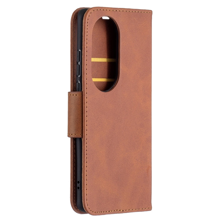 For Huawei P50 Pro Retro Lambskin Texture Pure Color Horizontal Flip PU Leather Case with Holder & Card Slots & Wallet & Lanyard