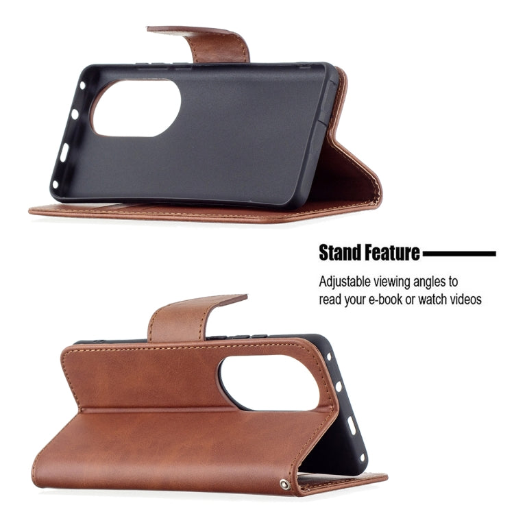 For Huawei P50 Pro Retro Lambskin Texture Pure Color Horizontal Flip PU Leather Case with Holder & Card Slots & Wallet & Lanyard
