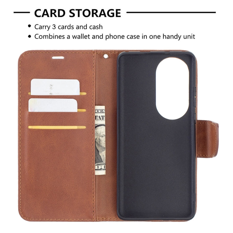 For Huawei P50 Pro Retro Lambskin Texture Pure Color Horizontal Flip PU Leather Case with Holder & Card Slots & Wallet & Lanyard