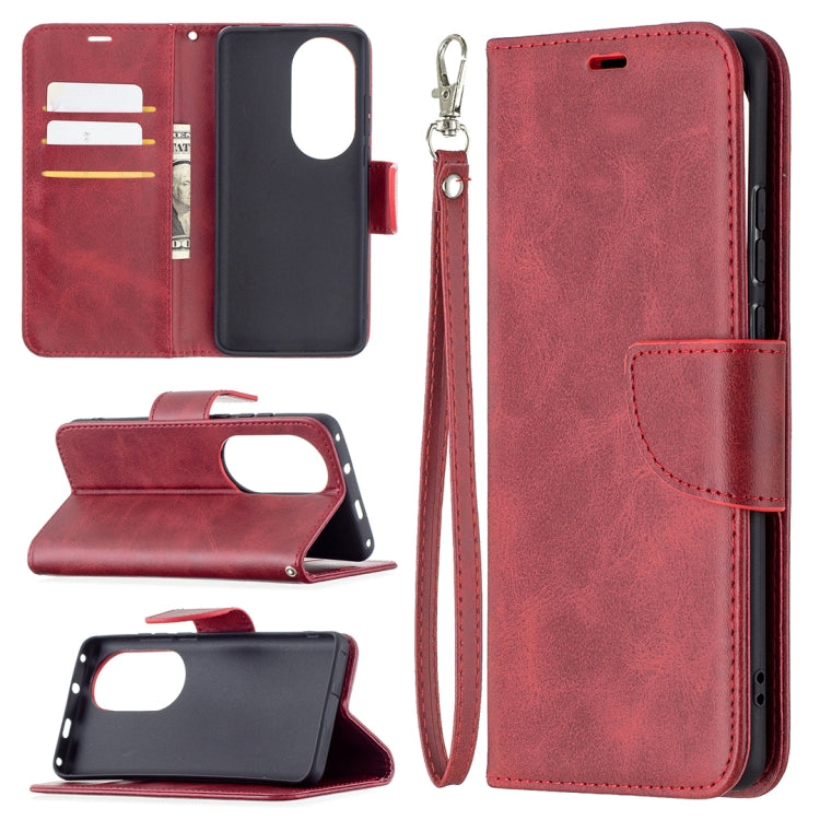 For Huawei P50 Pro Retro Lambskin Texture Pure Color Horizontal Flip PU Leather Case with Holder & Card Slots & Wallet & Lanyard