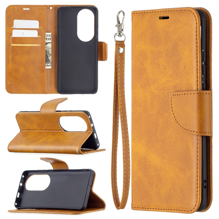 For Huawei P50 Pro Retro Lambskin Texture Pure Color Horizontal Flip PU Leather Case with Holder & Card Slots & Wallet & Lanyard