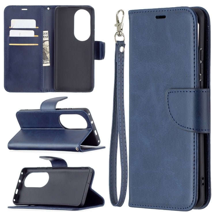 For Huawei P50 Pro Retro Lambskin Texture Pure Color Horizontal Flip PU Leather Case with Holder & Card Slots & Wallet & Lanyard