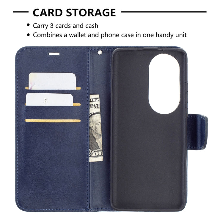 For Huawei P50 Pro Retro Lambskin Texture Pure Color Horizontal Flip PU Leather Case with Holder & Card Slots & Wallet & Lanyard