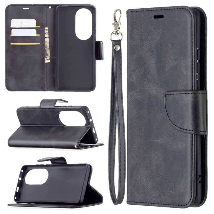 For Huawei P50 Pro Retro Lambskin Texture Pure Color Horizontal Flip PU Leather Case with Holder & Card Slots & Wallet & Lanyard