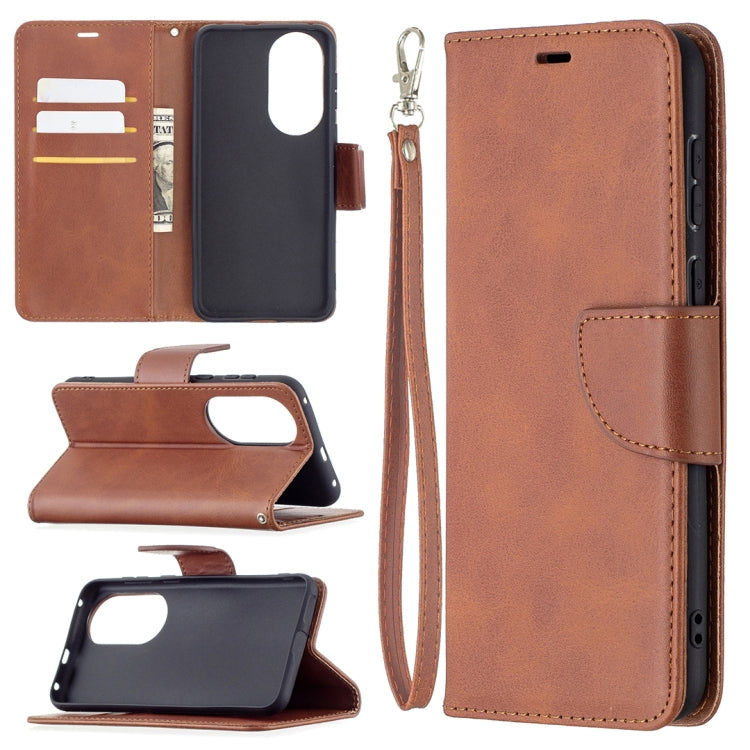 For Huawei P50 Retro Lambskin Texture Pure Color Horizontal Flip PU Leather Case with Holder & Card Slots & Wallet & Lanyard