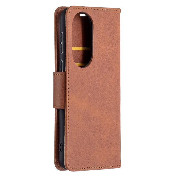 For Huawei P50 Retro Lambskin Texture Pure Color Horizontal Flip PU Leather Case with Holder & Card Slots & Wallet & Lanyard