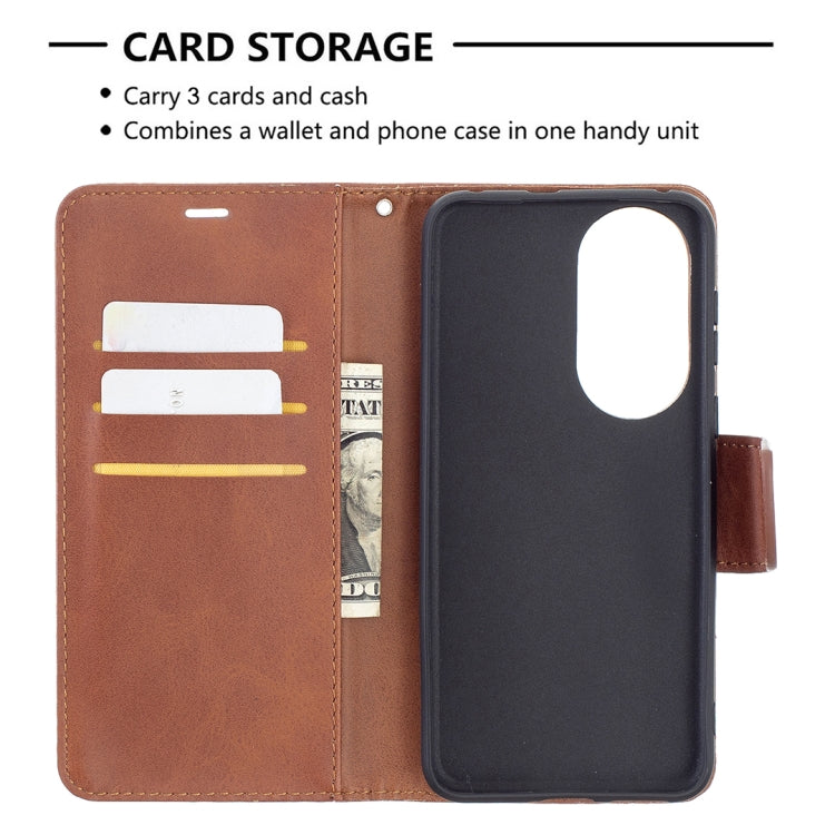 For Huawei P50 Retro Lambskin Texture Pure Color Horizontal Flip PU Leather Case with Holder & Card Slots & Wallet & Lanyard
