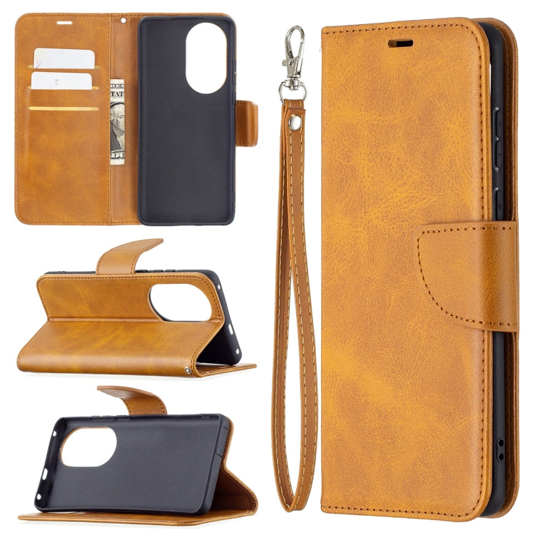 For Huawei P50 Retro Lambskin Texture Pure Color Horizontal Flip PU Leather Case with Holder & Card Slots & Wallet & Lanyard