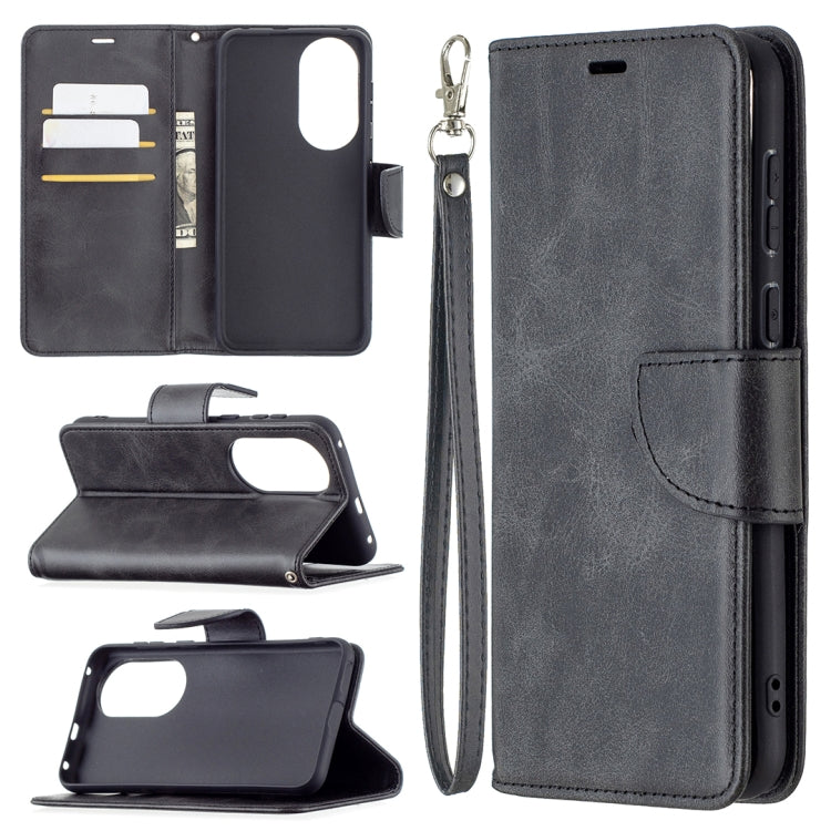 For Huawei P50 Retro Lambskin Texture Pure Color Horizontal Flip PU Leather Case with Holder & Card Slots & Wallet & Lanyard