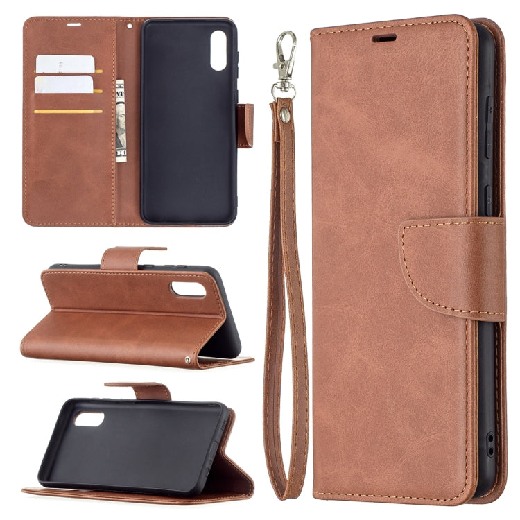 For Samsung Galaxy A02 Retro Lambskin Texture Pure Color Horizontal Flip PU Leather Case with Holder & Card Slots & Wallet & Lanyard