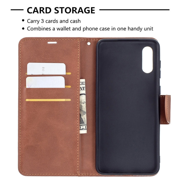 For Samsung Galaxy A02 Retro Lambskin Texture Pure Color Horizontal Flip PU Leather Case with Holder & Card Slots & Wallet & Lanyard