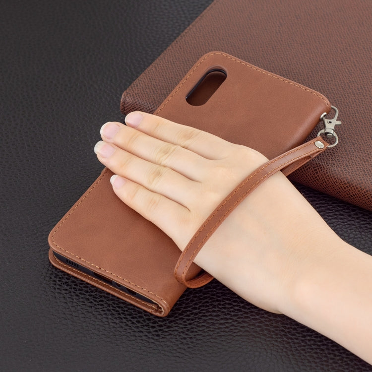 For Samsung Galaxy A02 Retro Lambskin Texture Pure Color Horizontal Flip PU Leather Case with Holder & Card Slots & Wallet & Lanyard