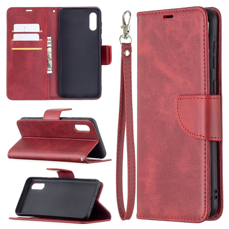For Samsung Galaxy A02 Retro Lambskin Texture Pure Color Horizontal Flip PU Leather Case with Holder & Card Slots & Wallet & Lanyard