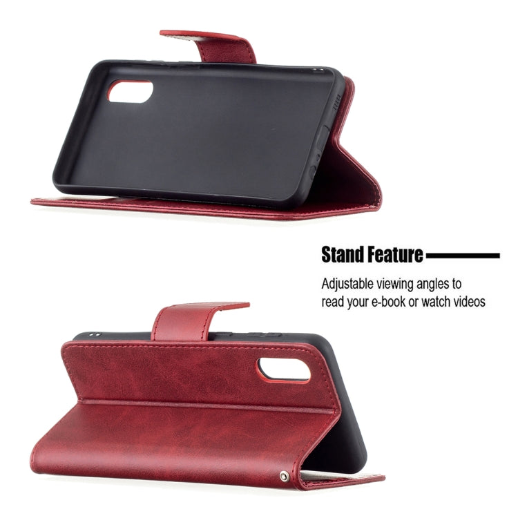 For Samsung Galaxy A02 Retro Lambskin Texture Pure Color Horizontal Flip PU Leather Case with Holder & Card Slots & Wallet & Lanyard