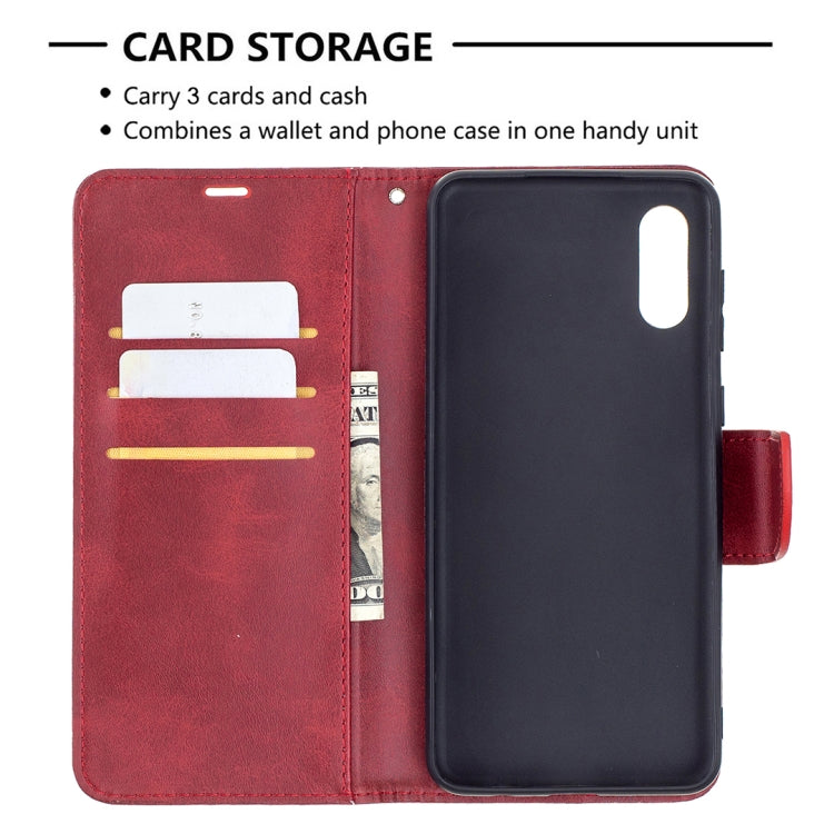 For Samsung Galaxy A02 Retro Lambskin Texture Pure Color Horizontal Flip PU Leather Case with Holder & Card Slots & Wallet & Lanyard