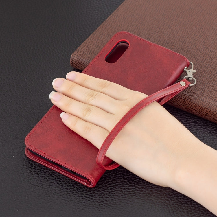 For Samsung Galaxy A02 Retro Lambskin Texture Pure Color Horizontal Flip PU Leather Case with Holder & Card Slots & Wallet & Lanyard