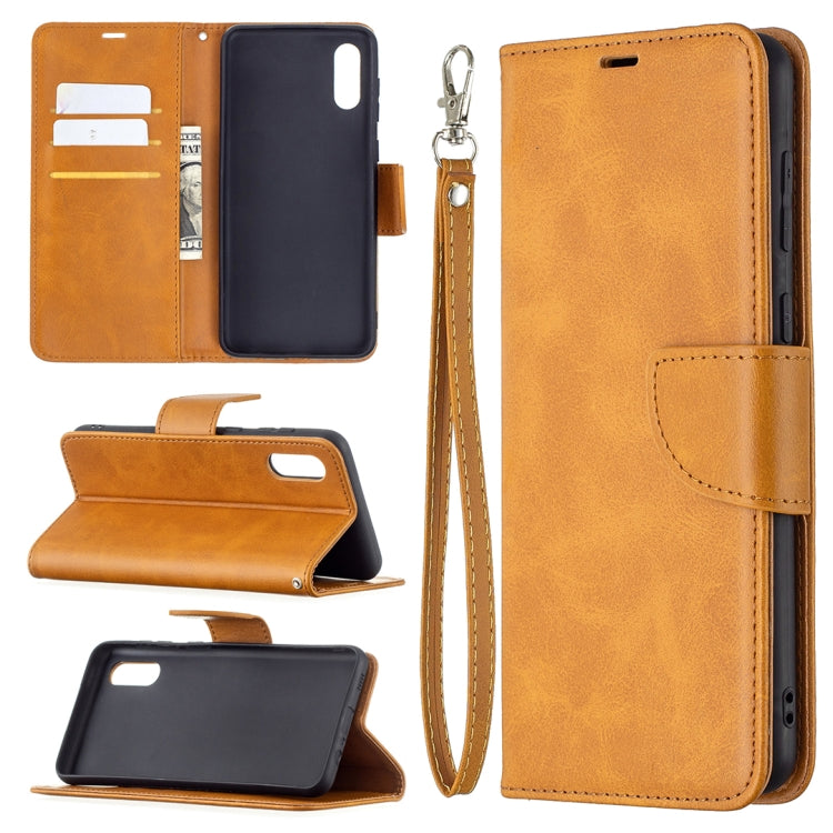 For Samsung Galaxy A02 Retro Lambskin Texture Pure Color Horizontal Flip PU Leather Case with Holder & Card Slots & Wallet & Lanyard