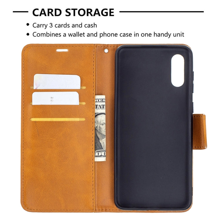 For Samsung Galaxy A02 Retro Lambskin Texture Pure Color Horizontal Flip PU Leather Case with Holder & Card Slots & Wallet & Lanyard