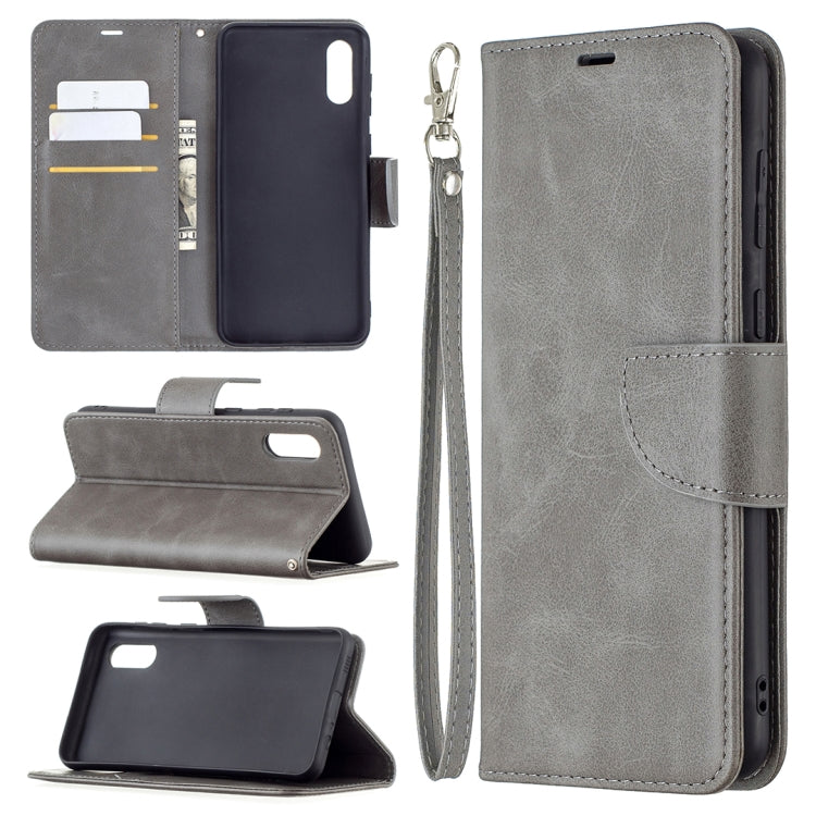 For Samsung Galaxy A02 Retro Lambskin Texture Pure Color Horizontal Flip PU Leather Case with Holder & Card Slots & Wallet & Lanyard