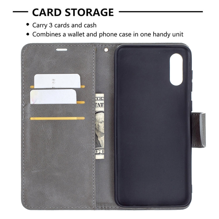 For Samsung Galaxy A02 Retro Lambskin Texture Pure Color Horizontal Flip PU Leather Case with Holder & Card Slots & Wallet & Lanyard