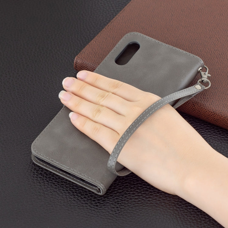 For Samsung Galaxy A02 Retro Lambskin Texture Pure Color Horizontal Flip PU Leather Case with Holder & Card Slots & Wallet & Lanyard