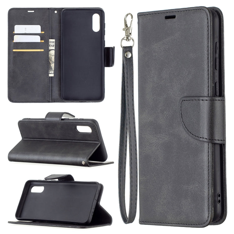 For Samsung Galaxy A02 Retro Lambskin Texture Pure Color Horizontal Flip PU Leather Case with Holder & Card Slots & Wallet & Lanyard