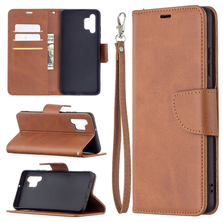 For Samsung Galaxy A32 4G Retro Lambskin Texture Pure Color Horizontal Flip PU Leather Case with Holder & Card Slots & Wallet & Lanyard