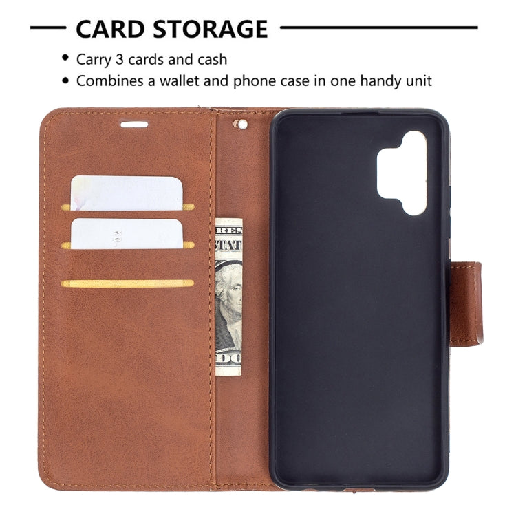 For Samsung Galaxy A32 4G Retro Lambskin Texture Pure Color Horizontal Flip PU Leather Case with Holder & Card Slots & Wallet & Lanyard