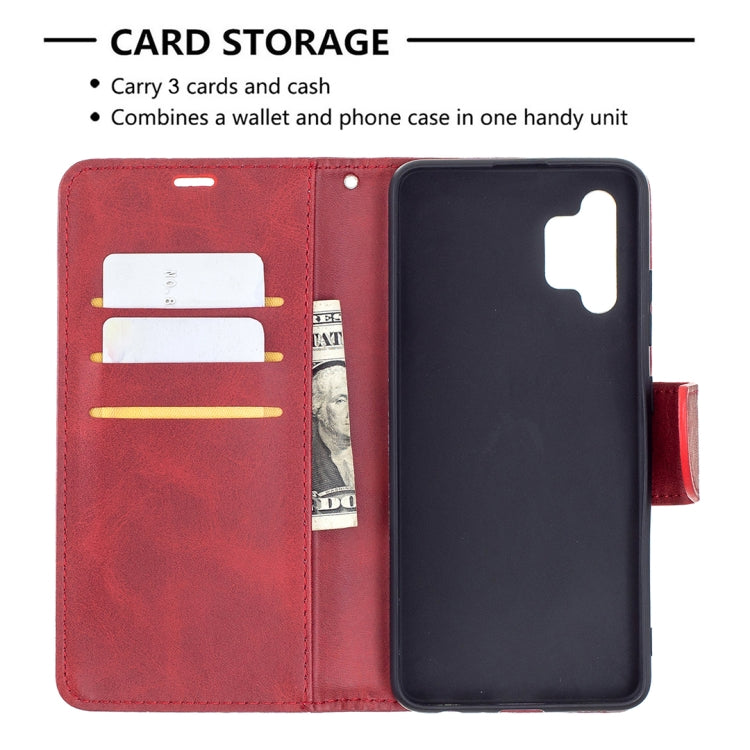 For Samsung Galaxy A32 4G Retro Lambskin Texture Pure Color Horizontal Flip PU Leather Case with Holder & Card Slots & Wallet & Lanyard