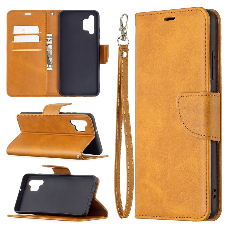 For Samsung Galaxy A32 4G Retro Lambskin Texture Pure Color Horizontal Flip PU Leather Case with Holder & Card Slots & Wallet & Lanyard