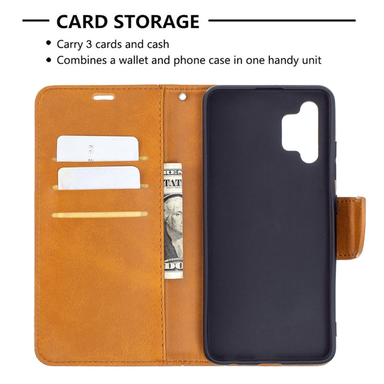 For Samsung Galaxy A32 4G Retro Lambskin Texture Pure Color Horizontal Flip PU Leather Case with Holder & Card Slots & Wallet & Lanyard