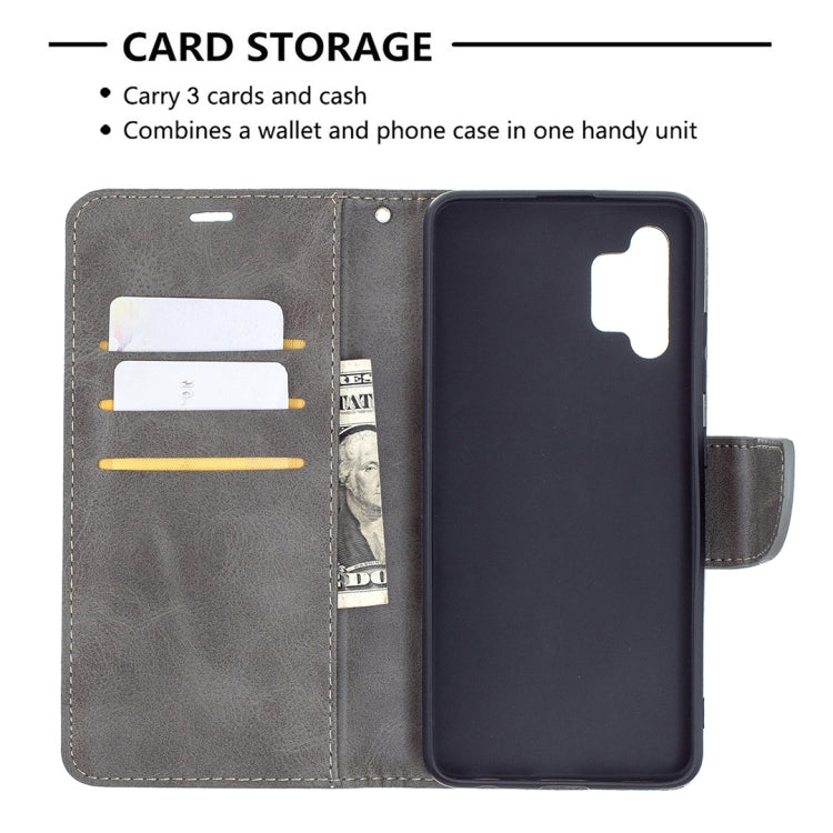 For Samsung Galaxy A32 4G Retro Lambskin Texture Pure Color Horizontal Flip PU Leather Case with Holder & Card Slots & Wallet & Lanyard