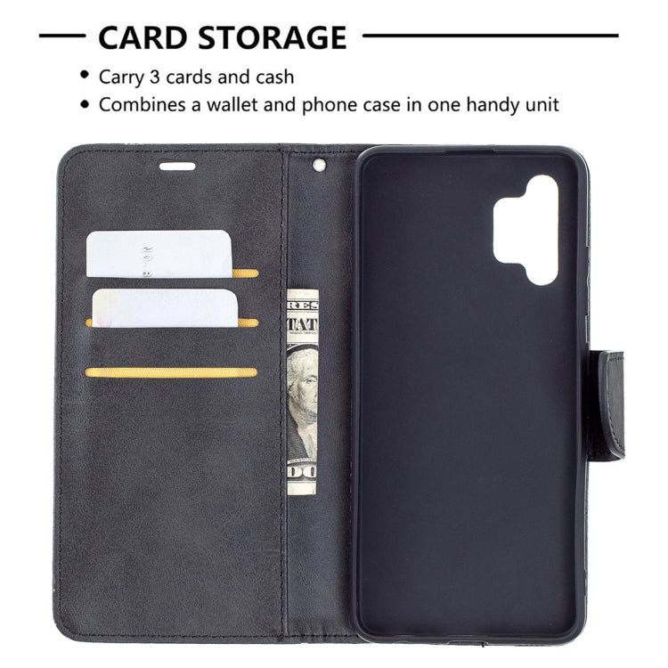 For Samsung Galaxy A32 4G Retro Lambskin Texture Pure Color Horizontal Flip PU Leather Case with Holder & Card Slots & Wallet & Lanyard
