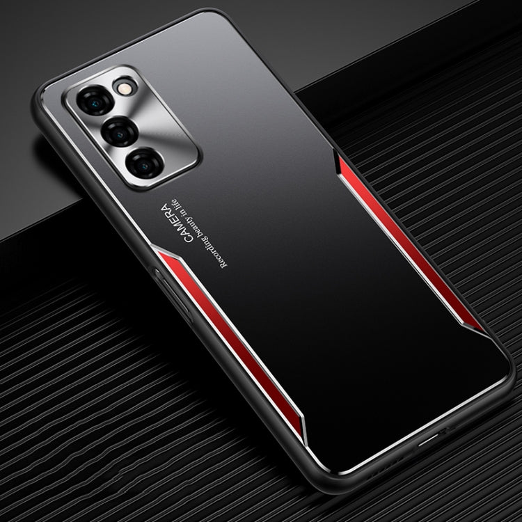 For OPPO A55 5G Blade Series TPU Frame + Titanium Alloy Sand Blasting Technology Backplane + Color Aluminum Alloy Decorative Edge Mobile Phone Protective Shell