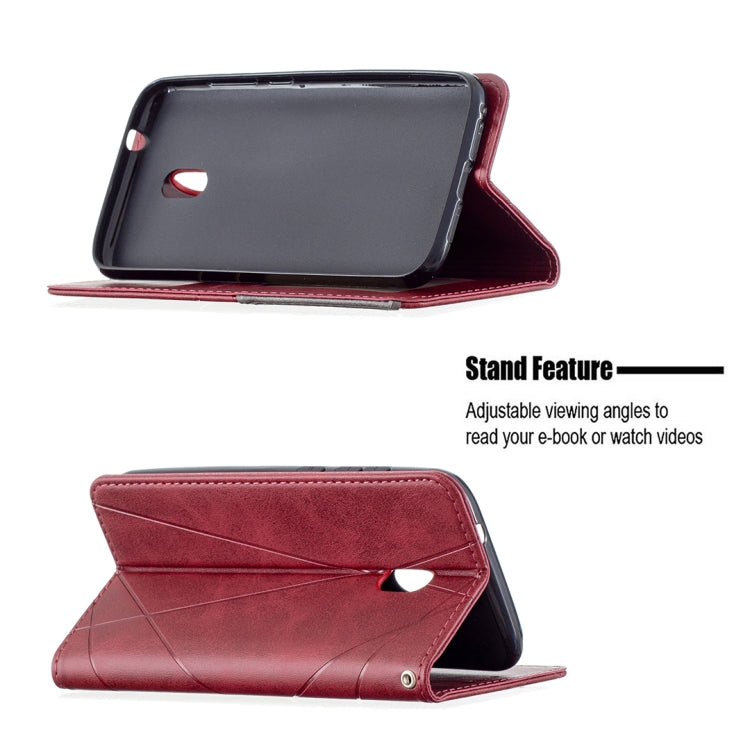 For Nokia C1 Plus Rhombus Texture Horizontal Flip Magnetic Leather Case with Holder & Card Slots