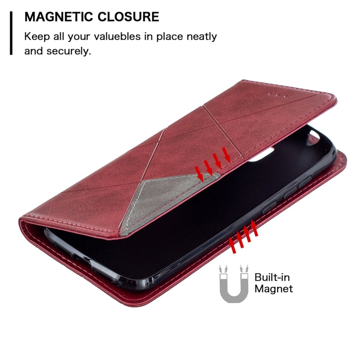 For Nokia C1 Plus Rhombus Texture Horizontal Flip Magnetic Leather Case with Holder & Card Slots