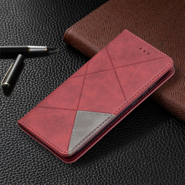 For Nokia C1 Plus Rhombus Texture Horizontal Flip Magnetic Leather Case with Holder & Card Slots