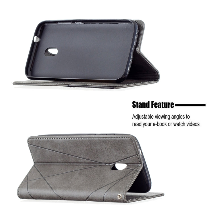 For Nokia C1 Plus Rhombus Texture Horizontal Flip Magnetic Leather Case with Holder & Card Slots