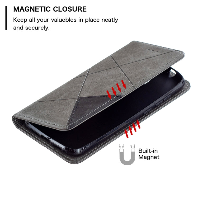 For Nokia C1 Plus Rhombus Texture Horizontal Flip Magnetic Leather Case with Holder & Card Slots