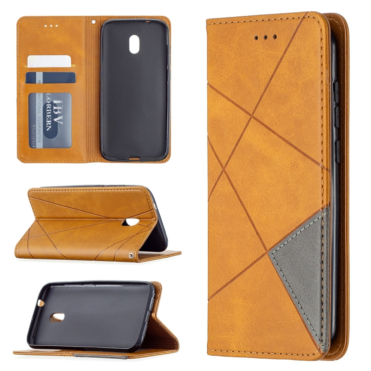 For Nokia C1 Plus Rhombus Texture Horizontal Flip Magnetic Leather Case with Holder & Card Slots