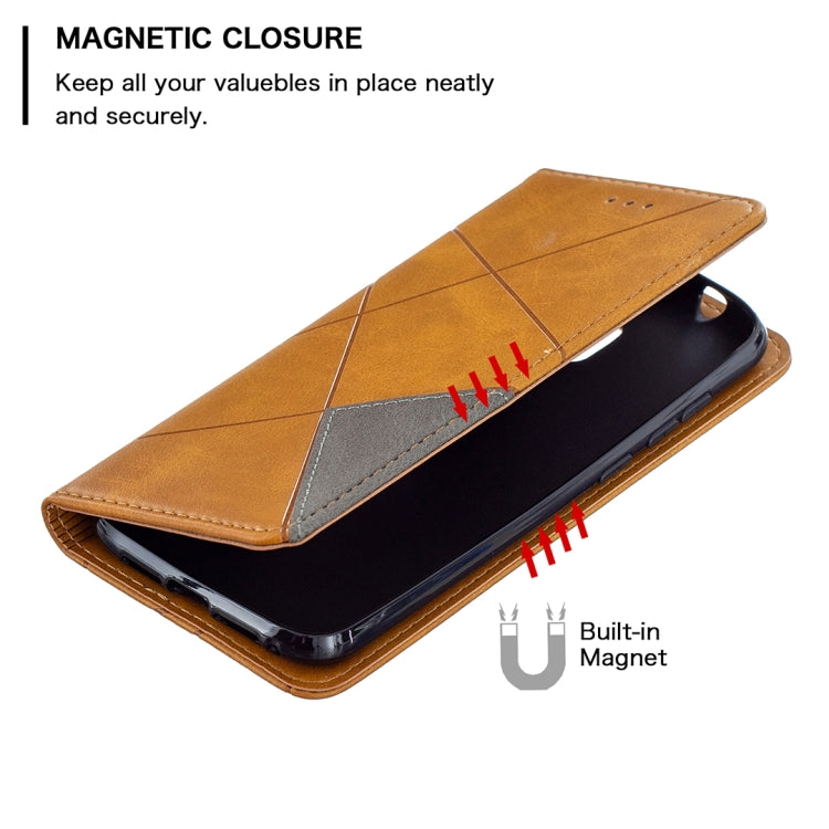 For Nokia C1 Plus Rhombus Texture Horizontal Flip Magnetic Leather Case with Holder & Card Slots