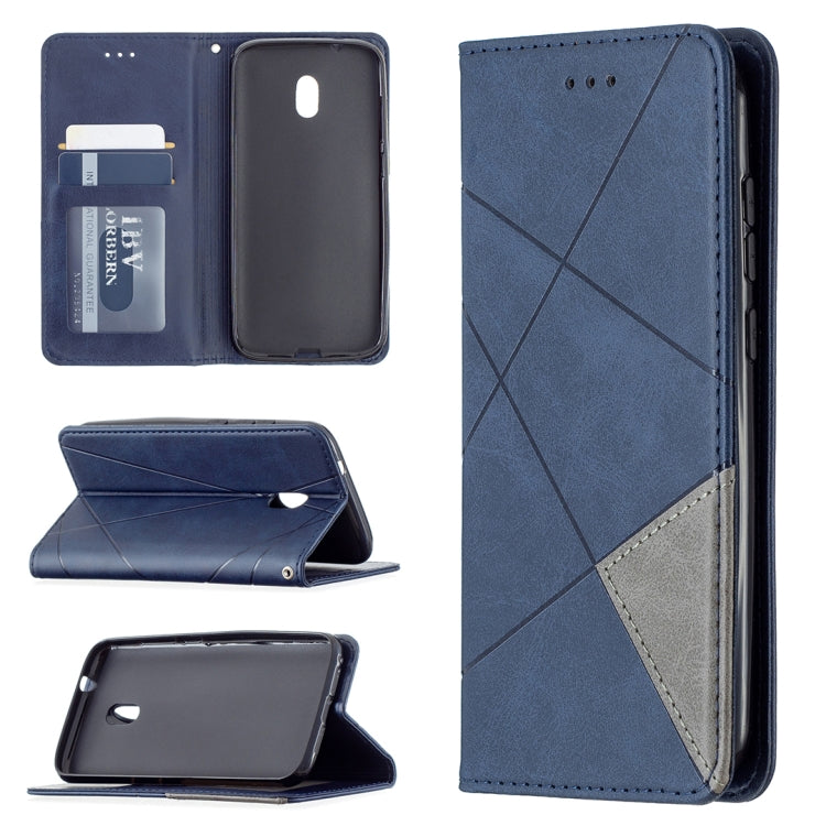 For Nokia C1 Plus Rhombus Texture Horizontal Flip Magnetic Leather Case with Holder & Card Slots