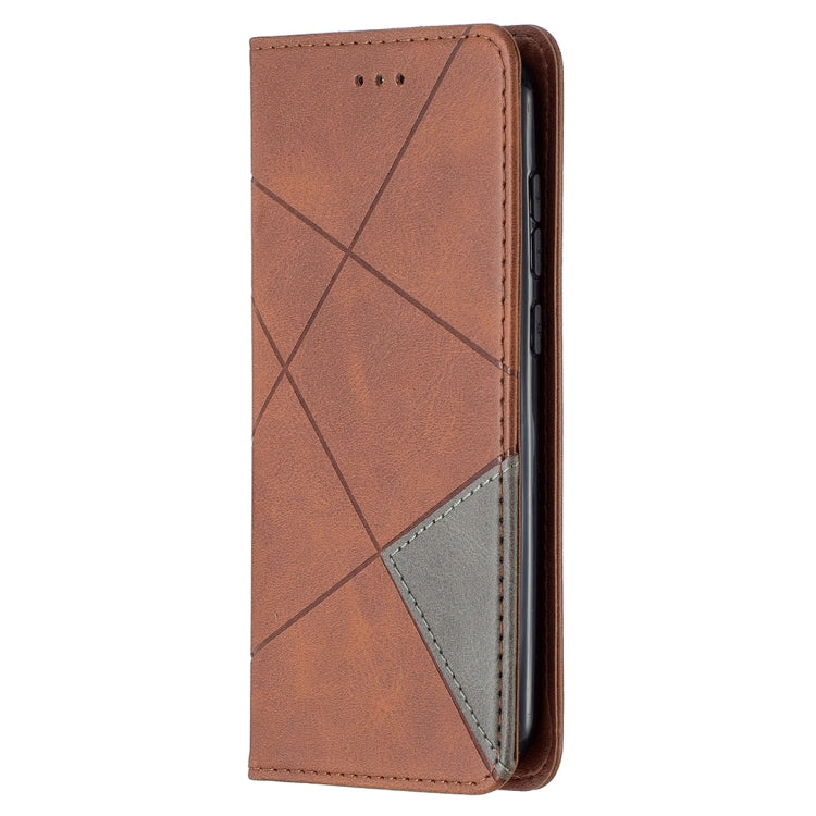 For Nokia C1 Plus Rhombus Texture Horizontal Flip Magnetic Leather Case with Holder & Card Slots