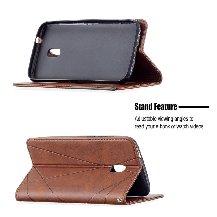 For Nokia C1 Plus Rhombus Texture Horizontal Flip Magnetic Leather Case with Holder & Card Slots