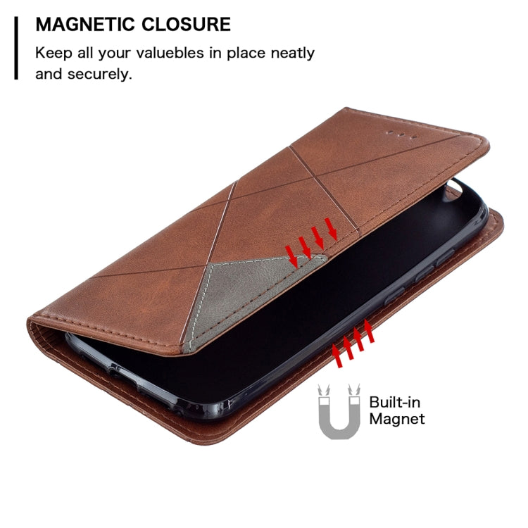 For Nokia C1 Plus Rhombus Texture Horizontal Flip Magnetic Leather Case with Holder & Card Slots